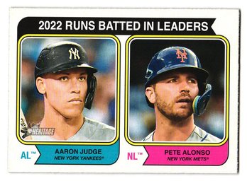 2023 Topps Heritage Aaron Judge / Pete Alonso '22 RBI Leaders Baseball Card Yankees / Mets