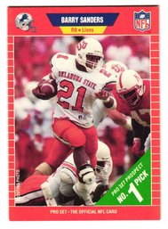 1989 Pro Set Barry Sanders Rookie Football Card Lions