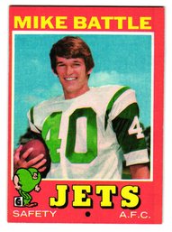 1971 Topps Mike Battle Rookie Football Card Jets