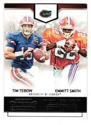 2016 Panin Contenders Draft Picks Tim Tebow / Emmitt Smith Collegiate Connections Football Card Florida
