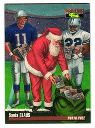 1995 Classic Pro Line Santa Claus / Drew Bledsoe / Emmitt Smith Football Card North Pole