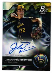 2023 Bowman Platinum Jacob Misiorowski Auto Prospect Baseball Card Brewers