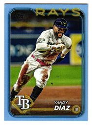 2024 Topps #'d /50 Yandy Diaz Father's Day Blue Parallel Baseball Card Rays