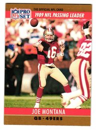 1990 Pro Set Joe Montana '89 Passing Leader Football Card 49ers