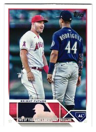 2023 Topps Update Mike Trout / Julio Rodriguez Baseball Card Angels / Mariners