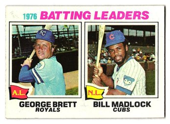 1977 Topps George Brett / Bill Madlock '76 Batting Leaders Baseball Card Royals / Cubs