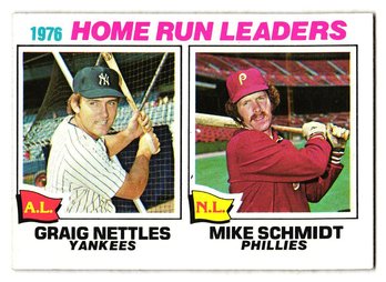 1977 Topps '76 Home Run Leaders Graig Nettles / Mike Schmidt Baseball Card Yankees / Phillies