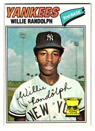 1977 Topps Willie Randolph All-Star Rookie Cup Baseball Card Yankees