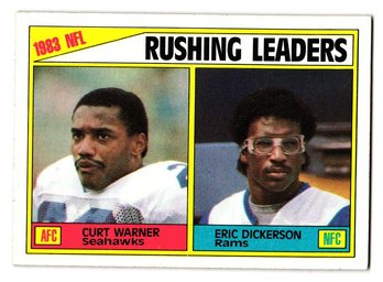1984 Topps '83 Rushing Leaders Curt Warner / Eric Dickerson Football Card Seahawks / Rams