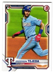 2021 Bowman Anderson Tejeda Rookie Baseball Card Rangers