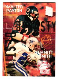 1994 Topps Stadium Club Walter Payton / Emmitt Smith Dynasty Destiny Insert Football Card Bears / Cowboys