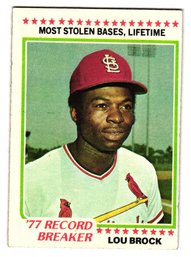 1978 Topps Lou Brock '77 Record Breaker Baseball Card Cardinals