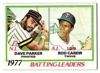 1978 Topps '77 Batting Leaders Dave Parker / Rod Carew Baseball Card Pirates / Twins
