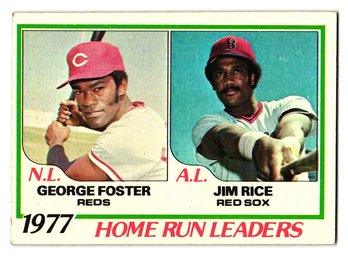 1978 Topps '77 Home Run Leaders George Foster / Jim Rice Baseball Card Reds / Red Sox