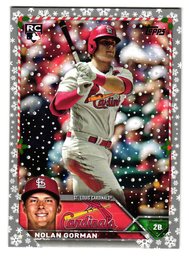 2023 Topps Holiday Nolan Gorman Rookie Metallic Parallel Baseball Card Cardinals