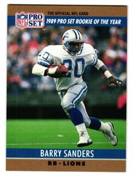 1990 Pro Set Barry Sanders 1989 Pro Set Rookie Of The Year Football Card Lions