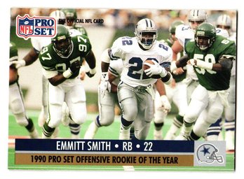 1991 Pro Set Emmitt Smith '90 Pro Set Rookie Of The Year Football Card Cowboys