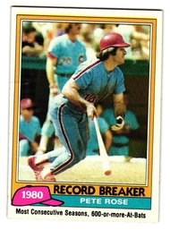 1981 Topps Pete Rose '80 Record Breaker Baseball Card Phillies