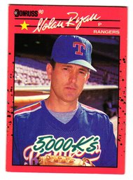 1990 Donruss Nolan Ryan 5,000 K's Baseball Card Rangers