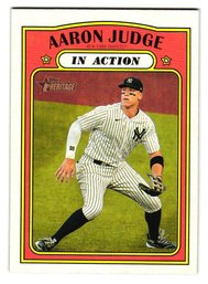 2021 Topps Heritage Aaron Judge In Action Baseball Card Yankees