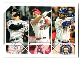 2023 Topps Aaron Judge / Mike Trout / Yordan Alvarez A.L. HR Leaders Baseball Card