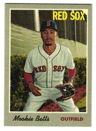 2019 Topps Heritage Mookie Betts Cloth Sticker Baseball Card Red Sox