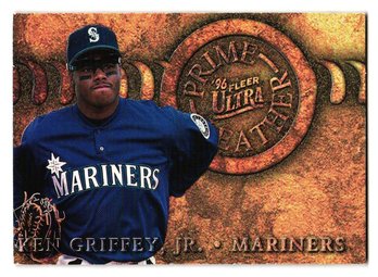 1996 Fleer Ultra Ken Griffey Jr. Prime Leather Insert Baseball Card Mariners