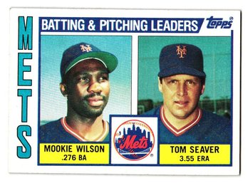 1984 Topps '83 Team Leaders Tom Seaver / Mookie Wilson Baseball Card Mets