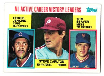 1984 Topps Active Career Victory Leaders Fergie Jenkins / Steve Carlton / Tom Seaver Baseball Card