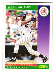 1992 Score Bernie Williams Rookie Baseball Card Yankees