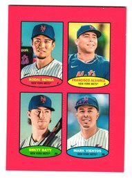 2023 Topps Heritage '74 Stamps Red Parallel Rookies Senga / Alvarez / Baty  Vientos Insert Baseball Card Mets