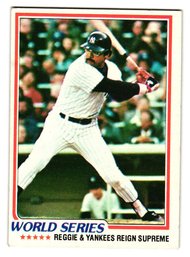 1978 Topps '77 World Series Reggie & Yankees Reign Supreme Baseball Card