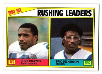 1984 Topps '83 Rushing Leaders Curt Warner / Eric Dickerson Football Card Seahawks / Rams