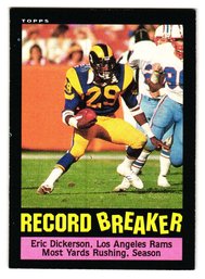 1985 Topps Eric Dickerson Record Breaker Football Card Rams