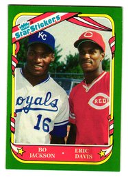 1987 Fleer Star Stickers Bo Jackson / Eric Davis Baseball Checklist Royals / Reds
