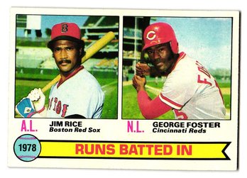 1979 Topps '78 RBI Leaders Jim Rice / George Foster Baseball Card Red Sox / Reds