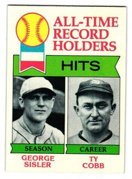 1979 Topps All-Time Hits Record Holders George Sisler / Ty Cobb