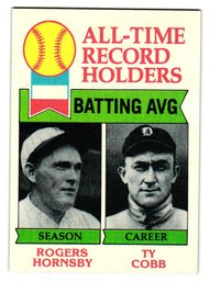 1979 Topps All-Time Batting Avg Record Holders Rogers Hornsby / Ty Cobb
