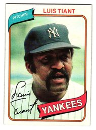 1980 Topps Luis Tiant Baseball Card Yankees