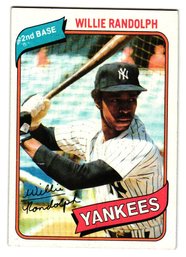 1980 Topps Willie Randolph Baseball Card Yankees