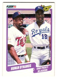 1990 Fleer Bo Jackson / Kirby Puckett 'Human Dynamos' Baseball Card Royal / Twins