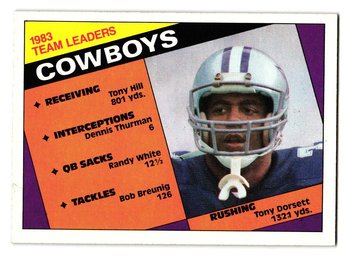 1984 Topps '83 Team Leaders Tony Dorsett Football Card Cowboys