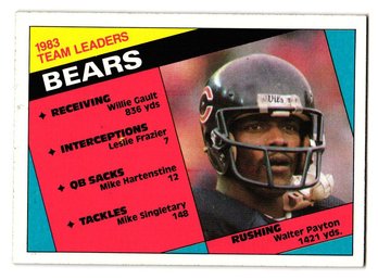 1984 Topps '83 Team Leaders Walter Payton Football Card Bears
