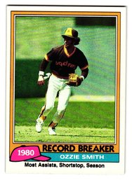 1981 Topps Ozzie Smith '80 Record Breaker Baseball Card Padres