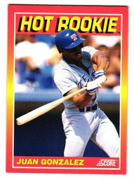 1990 Score Juan Gonzalez Hot Rookie Baseball Card Rangers