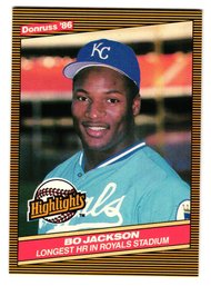 1986 Donruss Highlights Bo Jackson Rookie Baseball Card Royals