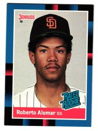 1988 Donruss Roberto Alomar Rated Rookie Baseball Card Padres