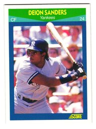 1990 Score Rising Stars Deion Sanders Rookie Baseball Card Yankees