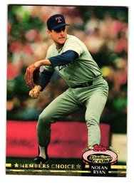 1992 Topps Stadium Club Nolan Ryan Members Choice Parallel Baseball Card Rangers