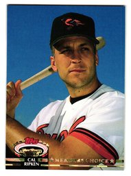 1992 Topps Stadium Club Cal Ripken Members Choice Parallel Baseball Card Orioles